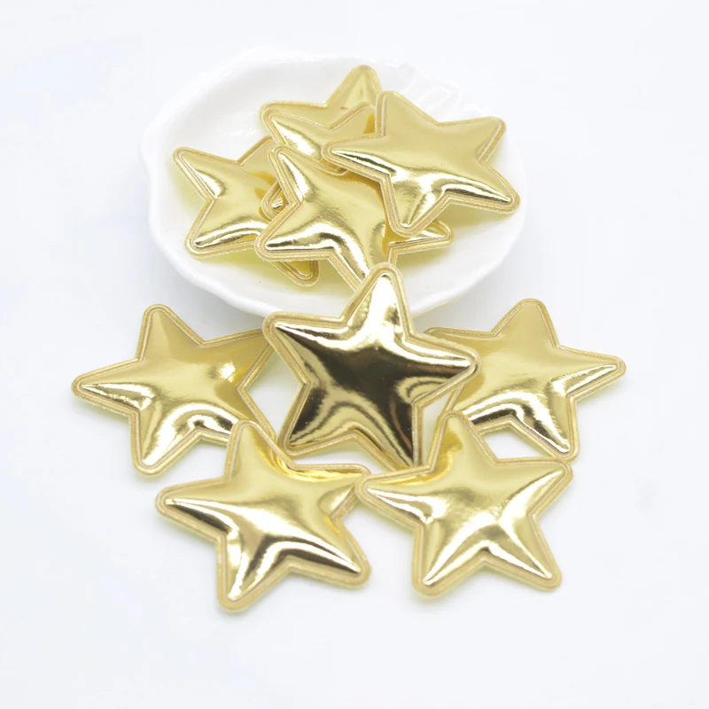 40Pcs 40mm Padded PU Leather Star Appliques for DIY Crafts Clothes Sewing Patches Hairpin Wedding Cake Topper Decor Accessories