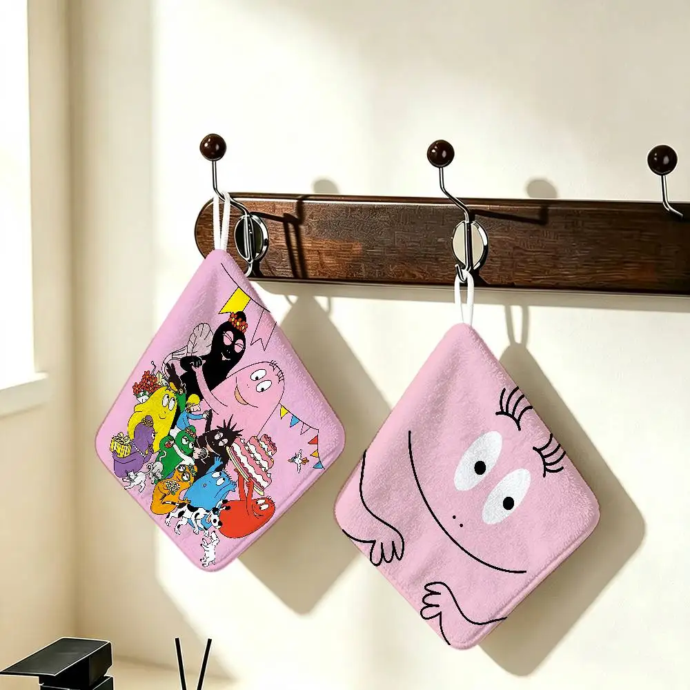 Cartoon B-Barbapapas-es For Whole House Use Polyester Cotton Daily Towel, Hanging Kitchen Hand Wiping Cloth, Durable