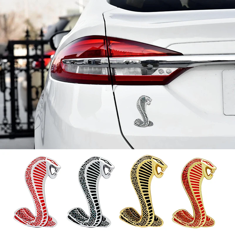 New Car Stickers 3D Metal Cobra Logo Badge Emblem For Cobra Shelby GT500 GT350 Decoration Car Accessories 3D Metal Accessories