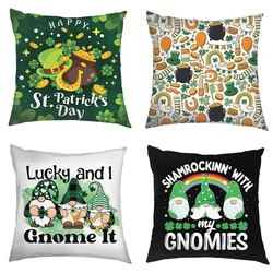 St. Patrick’s Day Print Cushion Cover Leprechauns Gnome Gnomies Pillowcase Home Decor Linen Throw Pillow Covers for Living Room