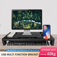 Monitor Stand Riser Computer Stand Desk Organizer With Usb Hub Extender Heightened Shelf For Laptop PC Keyboard Printer PS4