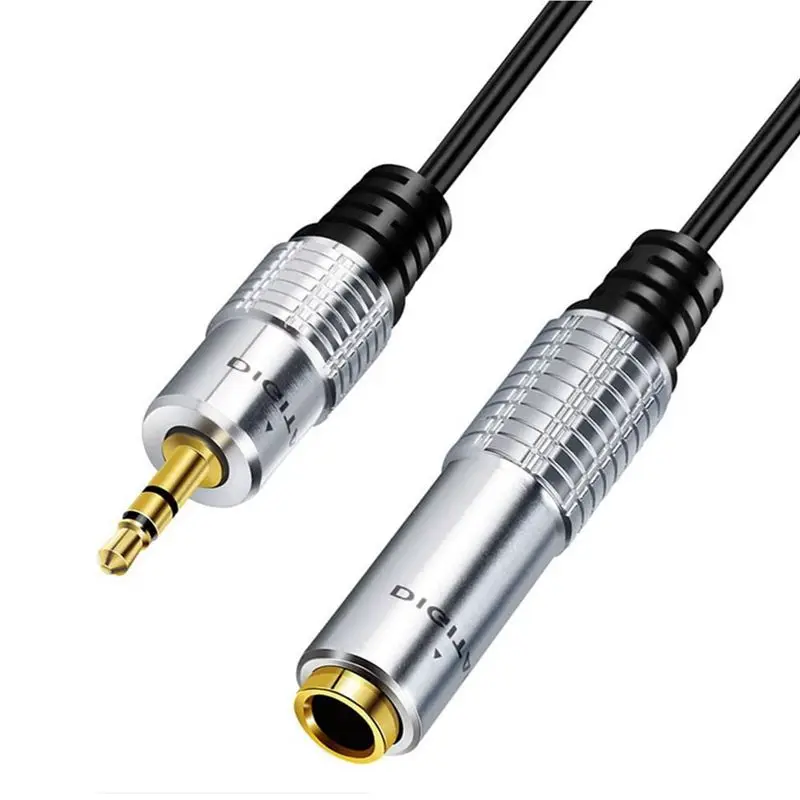 Metal Shell 6.35mm Female To 3.5mm Male 3-Pole Stereo Audio Cable Microphone Earphone Karaoke System Adapter Cable
