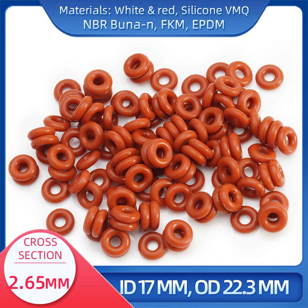 

O Ring CS 2.65 mm ID 17 mm OD 22.3 mm Material With Silicone VMQ NBR FKM EPDM ORing Seal Gaske