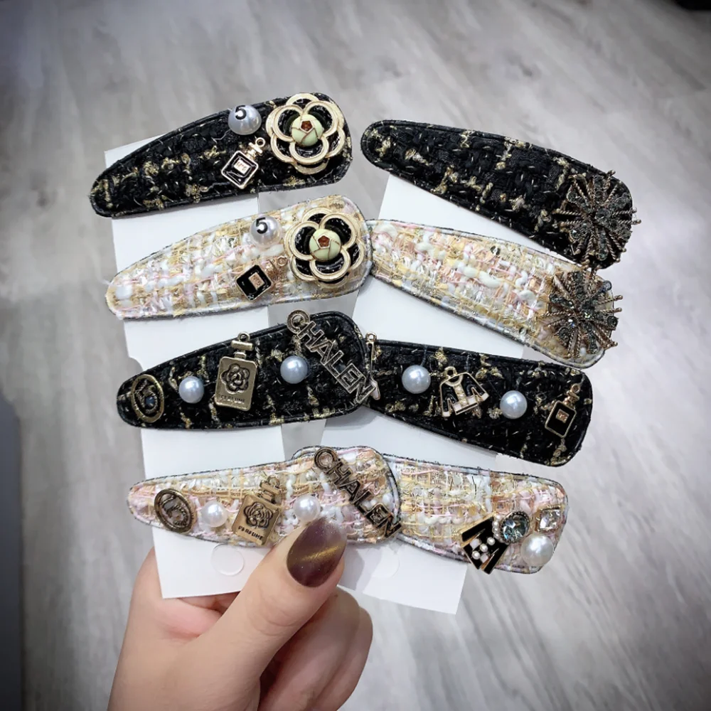 New Retro Style Bangs Clip Girls BB Clip Ladies Luxury Barrettes Camellia Flowers Hair Clips Headwear Accessories