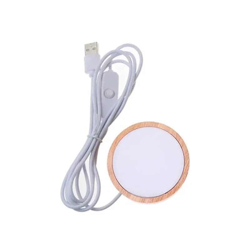 6/8/10CM LED Night Light with Wood Base DIY Resin Wine Bottle Decor Table Lamp Glass 3D Decorative Ball Acrylic Decoration