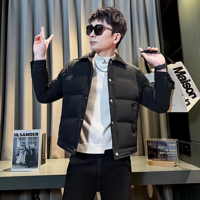 

Thiened Winter Cotton Jaet for ort Men Youth Sle Cleanfit ort Length Zipper Closure Warmth Padded Coat S Size XS Size