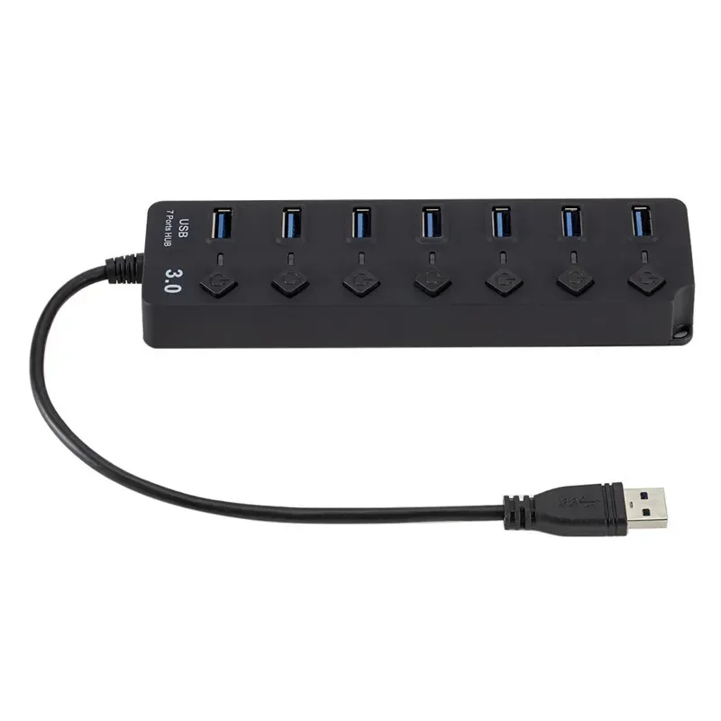 7 Ports Usb3.0 Splitter Hub with Button Plug and Play Compatible High Resolution Camera Video Surveillance