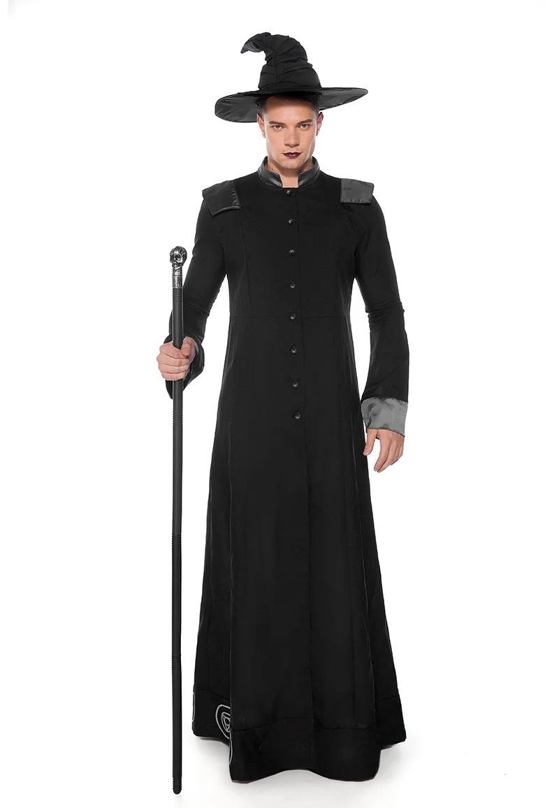 209 Selfie loween M Costume de magicien adulte jeu de rôle Bla Robe fantôme Cos Bla Phan Costume hommes Sle tenue de magicien