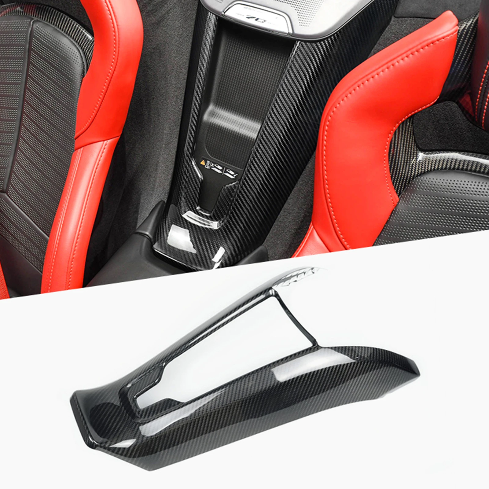 For Chevrolet Corvette C8 2020-2023 Real Dry Carbon Fiber Car Interior Center Console Wireless Charger Panel Charging Cover Trim