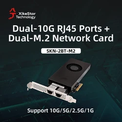 XikeStor PCIE3.0 * 4 Port 10G çift RJ45 portu çift M.2 karışık tip ağ kartı otomatik kanal tahsisi desteği NAS