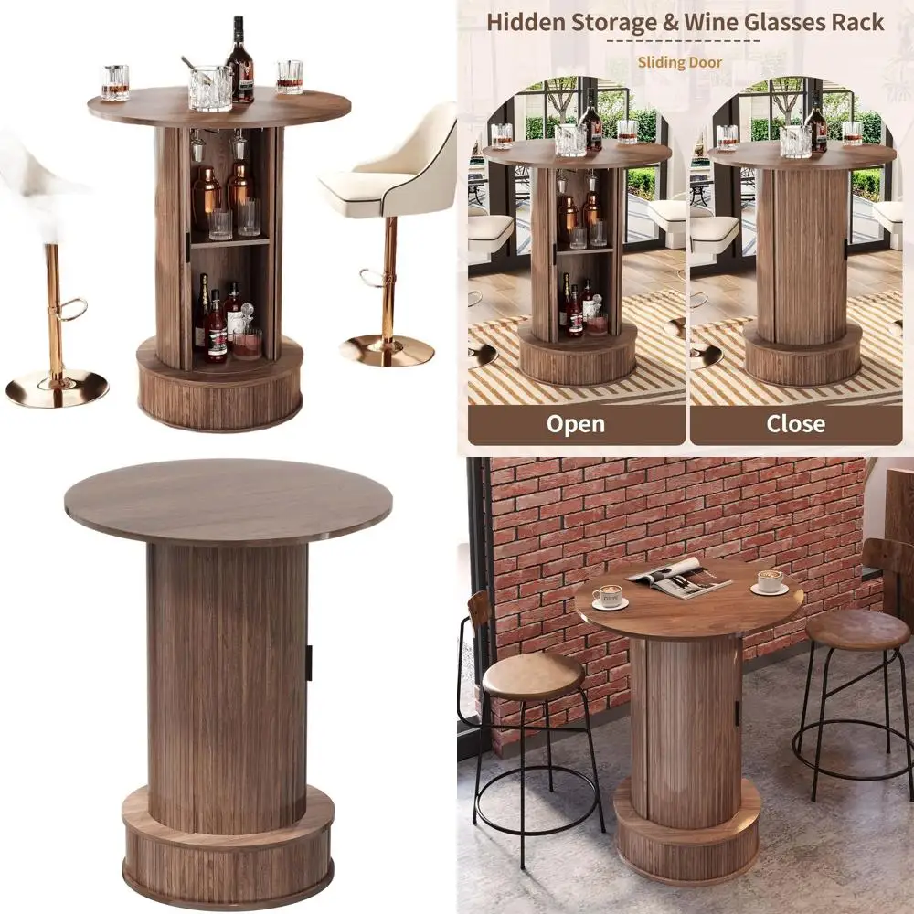 

Двухуровневый бистро-стол Walnut 38.1 High с подставкой для ног для кухонной зоны в стиле рустик и гостиных