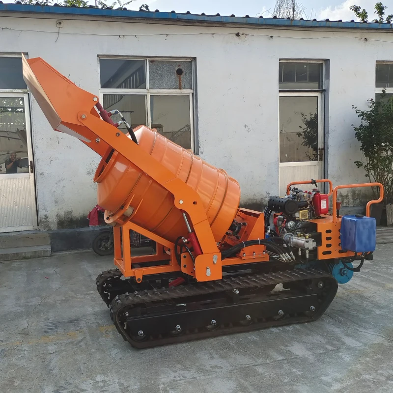 Multifunct Mini Dump Truck Concrete Mixer Machine Crawler Self Loading 0.8t Concrete Mixer Truck for Sale
