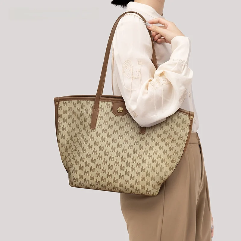 

Maarandi Large Capaci Women's Tote Bag oulder Bag Floral Print Handbag Soft Leather Magnetic Bule Closure Daily Use
