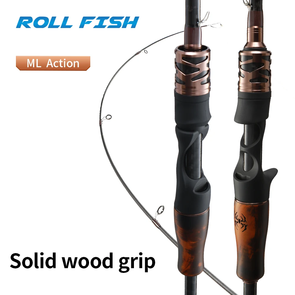 

Удочка для спиннинга/приманки ROLLFISH ML Action из углеродного волокна — портативная дорожная удочка для окуня (пресноводная и соленая вода)