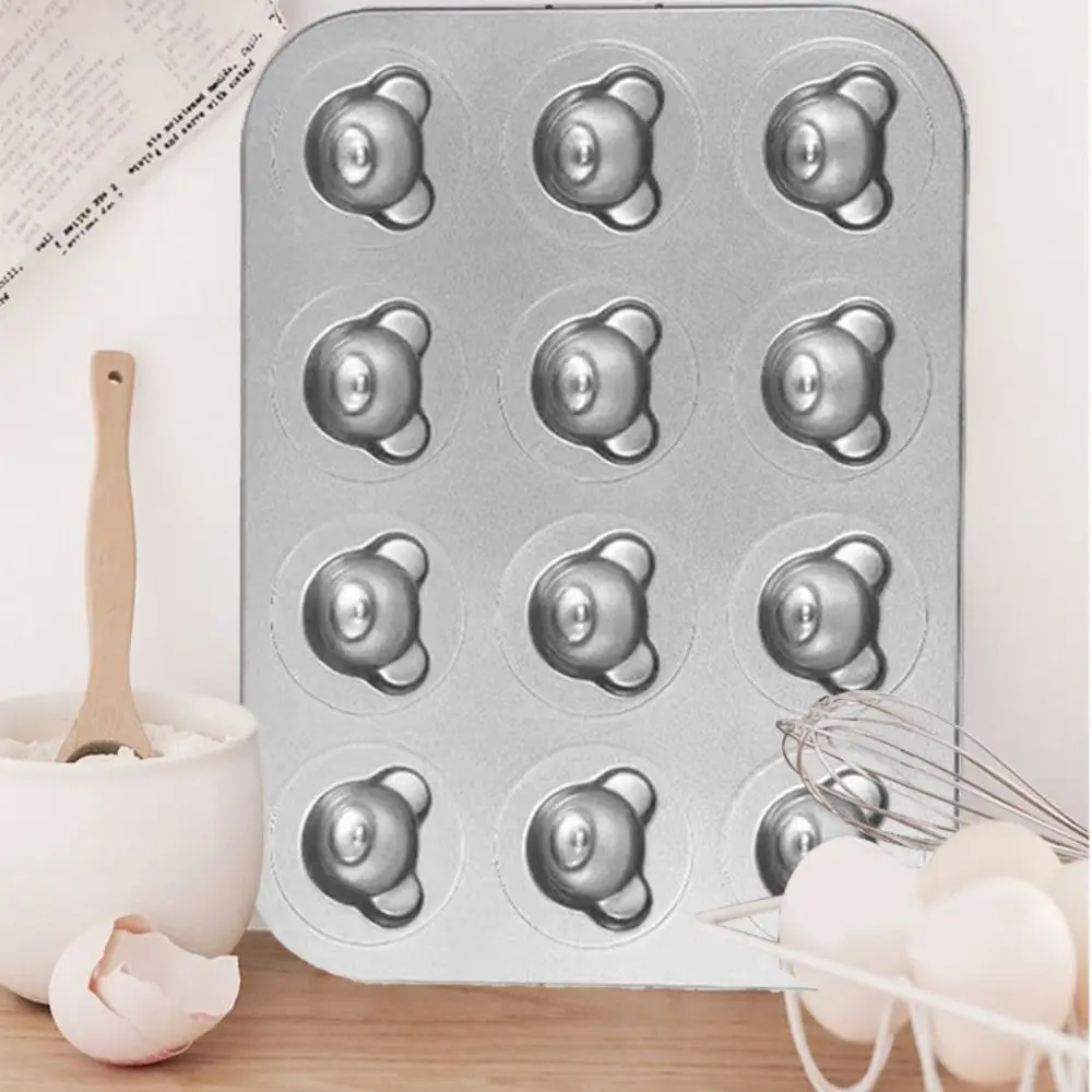 الكربون الصلب الدب قالب الخبز عموم 12 تجويف الكرتون الحيوان شكل الكعك قالب الكعك غير عصا سهلة إزالة القوالب #3