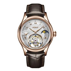 Nuovo 7027 Aesop Genuine Watch For Men Multi-Function Tourbillon Moon Phase Brand orologi meccanici da uomo Luxury Sapphire Mirror