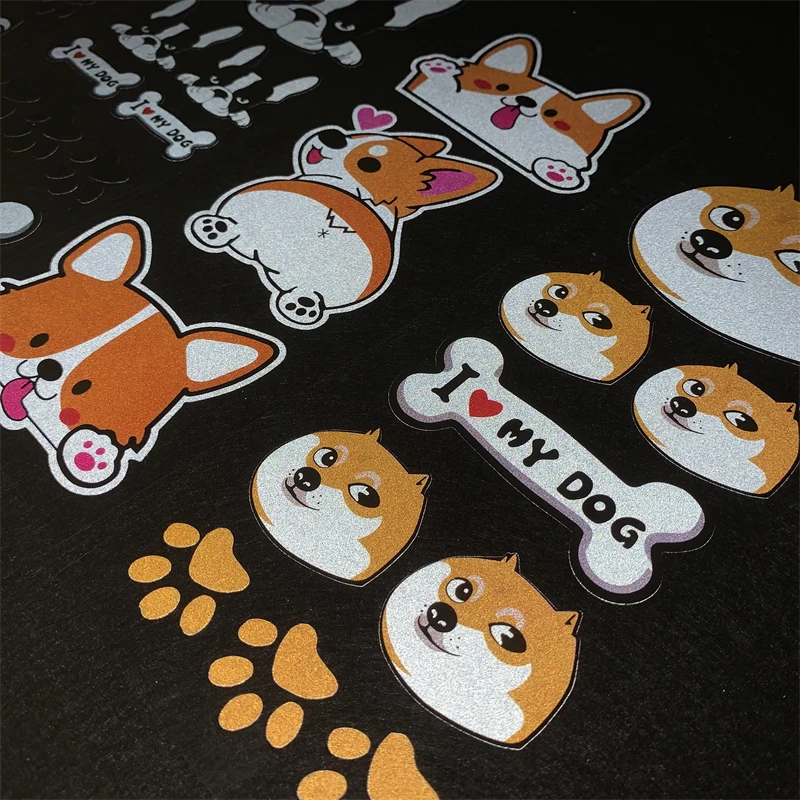 Husky corgi Fadou Shiba Inu stickers Motorcycle reflective waterproof stickers scooter helmet decoration Cover scratch stickers