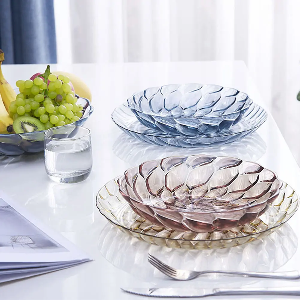 Bandeja práctica para aperitivos, plato para servir frutas, plato de plástico duradero con forma de pétalo, 1 ud.