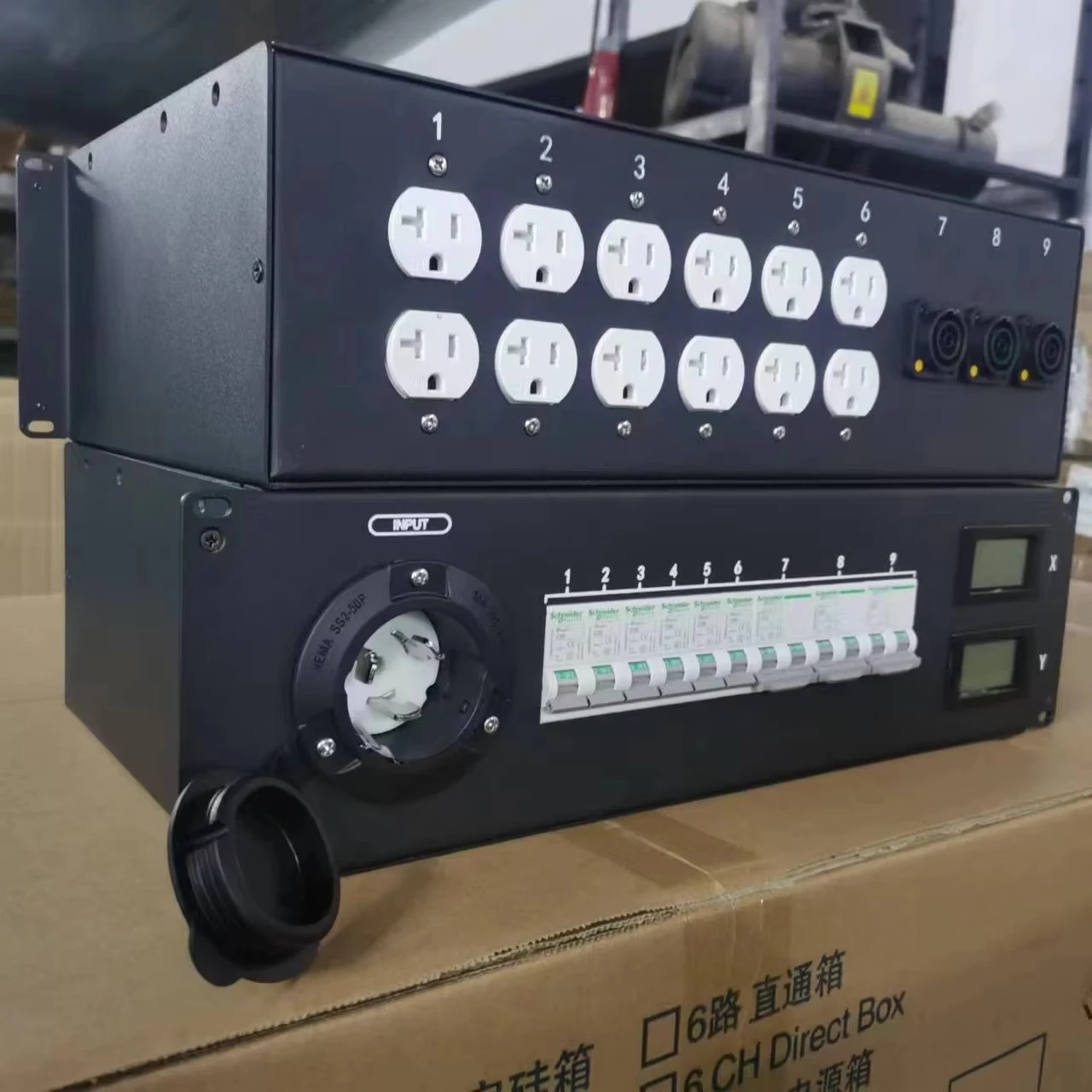 

Gold Seller 50amp Twist Lock Inlet 220v 240v Distribution Rack Distro Panel Box