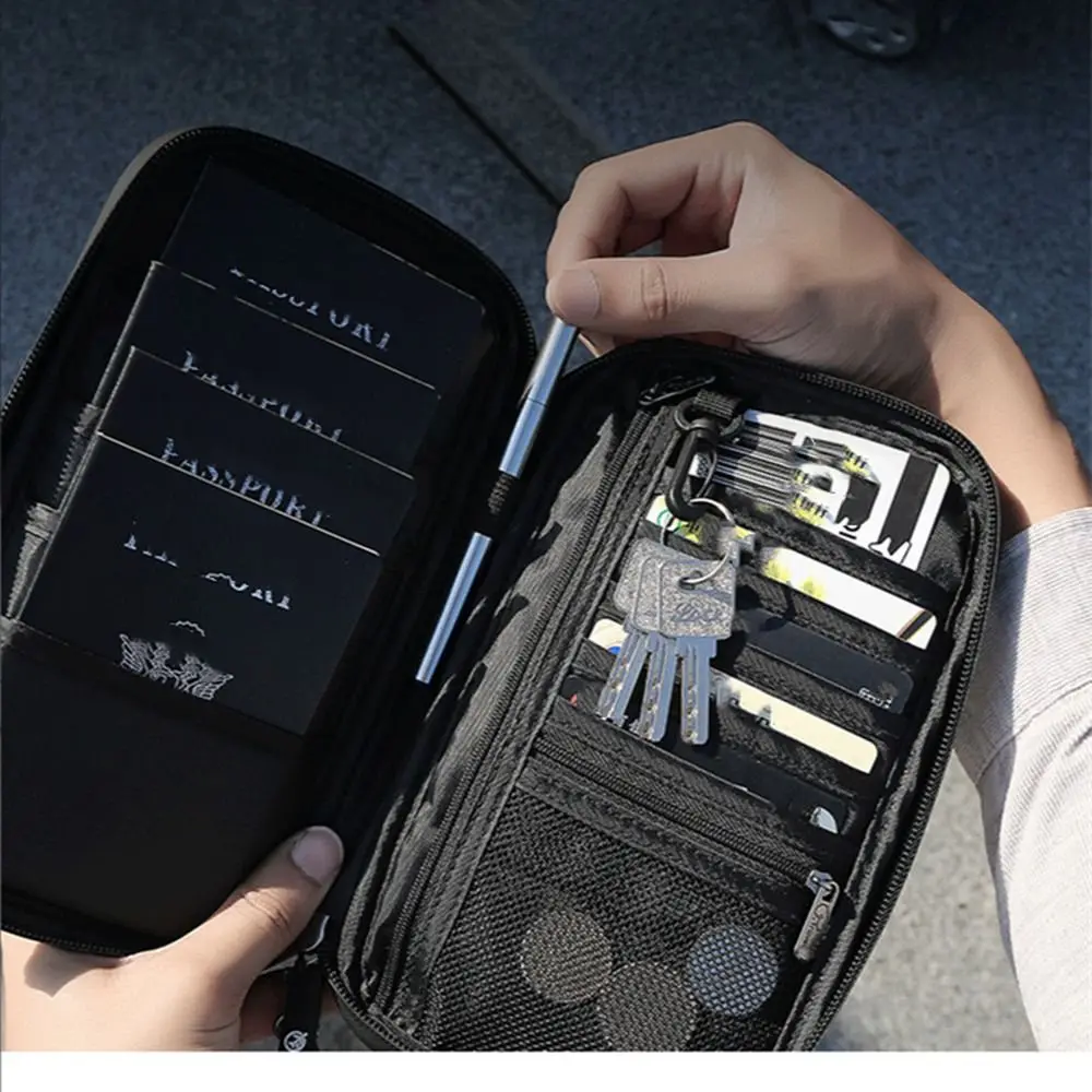 Fashion Document Bag Waterproof Travel Wallet Panelled Wallets Zipper Purse Card Holder