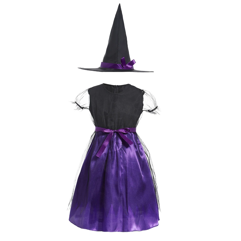 Kids Fancy All Saint Day Clothing The Nightmare before Christmas Sally Dress Girls Vinatge Vampire Costume Lovely Witch Outfit