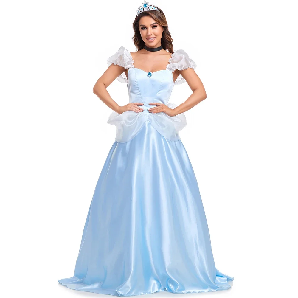 Halloween Adult Cinderella Costume Women Anime Sexy Princess Fantasia Dress Fairy Tales Medieval Princess Fantasia Fancy Dress