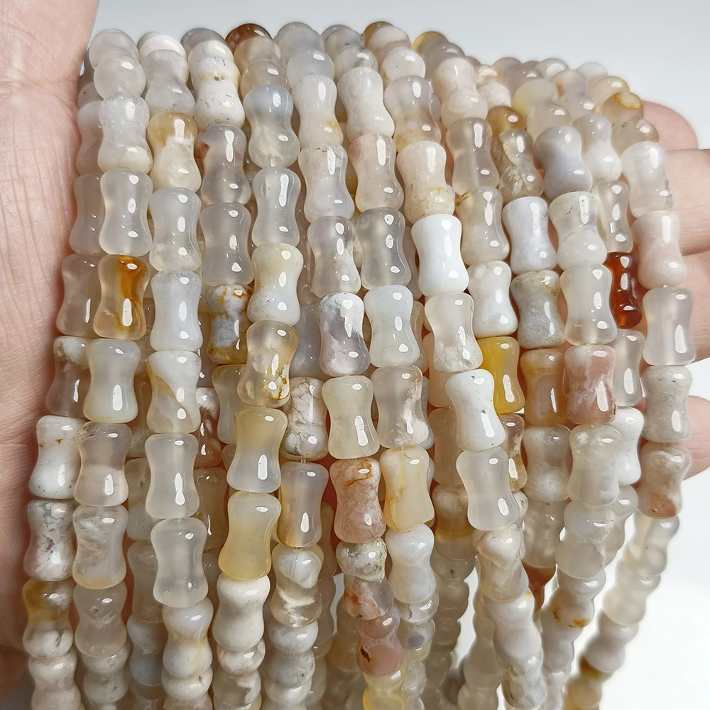 Natural Stone Agates Bead Smooth Cherry Agates Spacer Beads Round Tube Rondelle Bead Charm for DIY Bracelet Necklaces Earrings