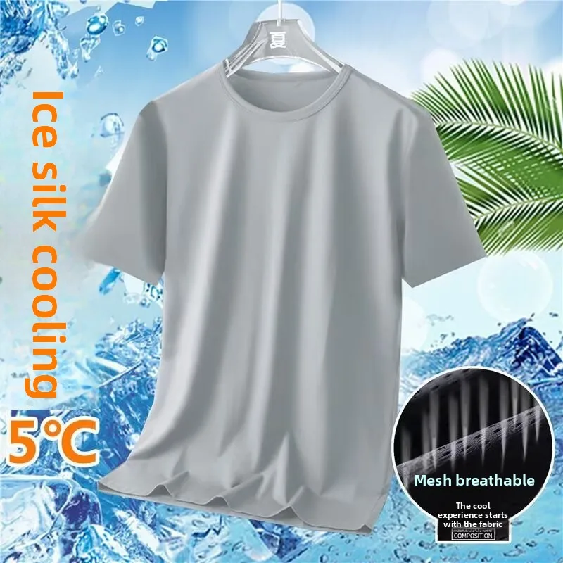 Ice Silk Mesh Breathable Short Sleeve T-Shirt Women's Summer Quick Dry Loose plus Size Casual Sports Half Sleeve T