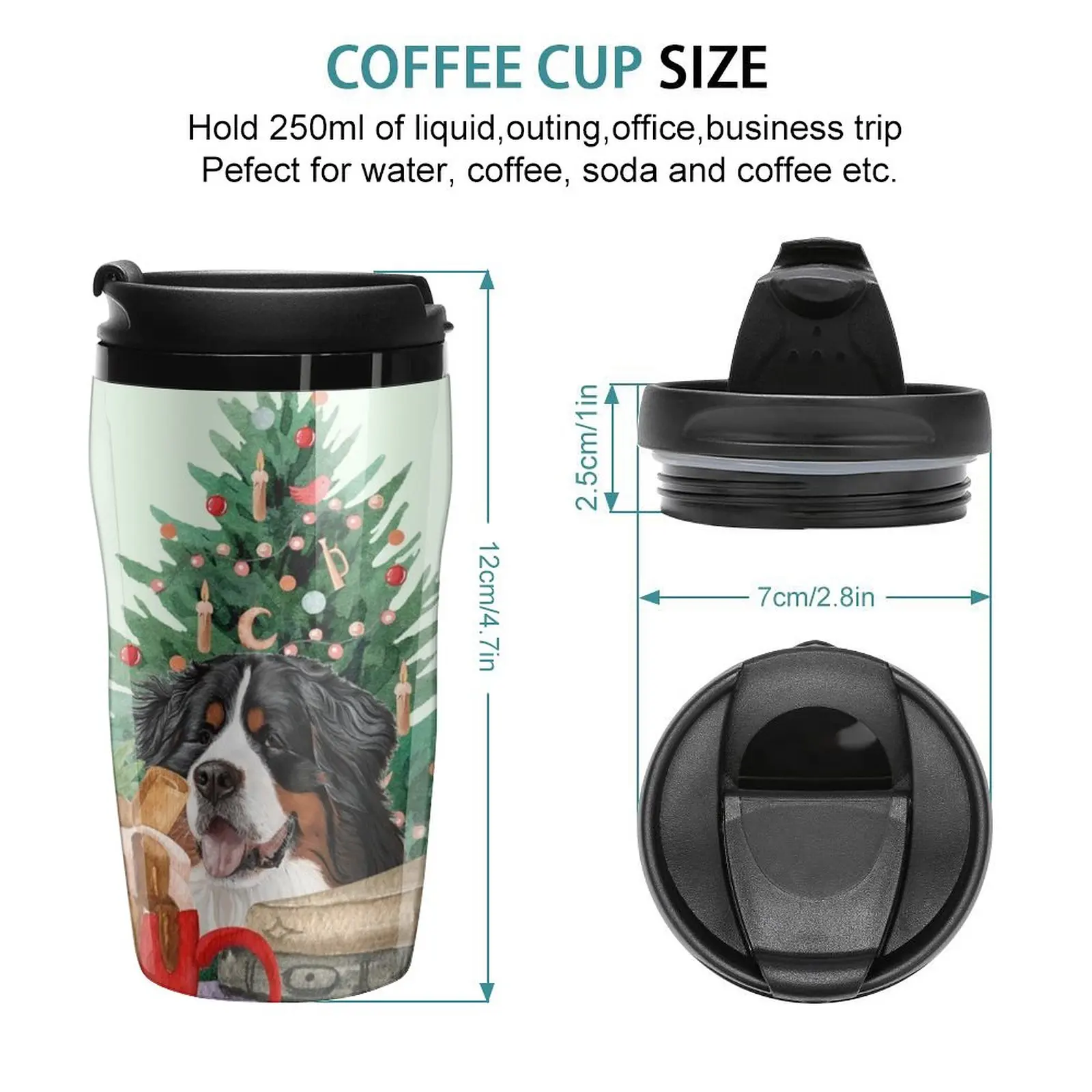 New Bernese Mt. Dog with charismas hot chocolate and books : Bernese Mountain Christmas Travel Coffee Mug