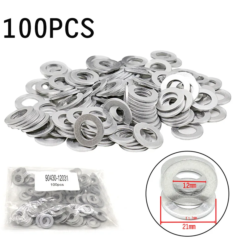 100PCS Thread Oil Drain Sump Plug Gaskets Washer 12mm Hole Seal Ring  For Toyota for Corolla for  Lexus OEM 90430-12031