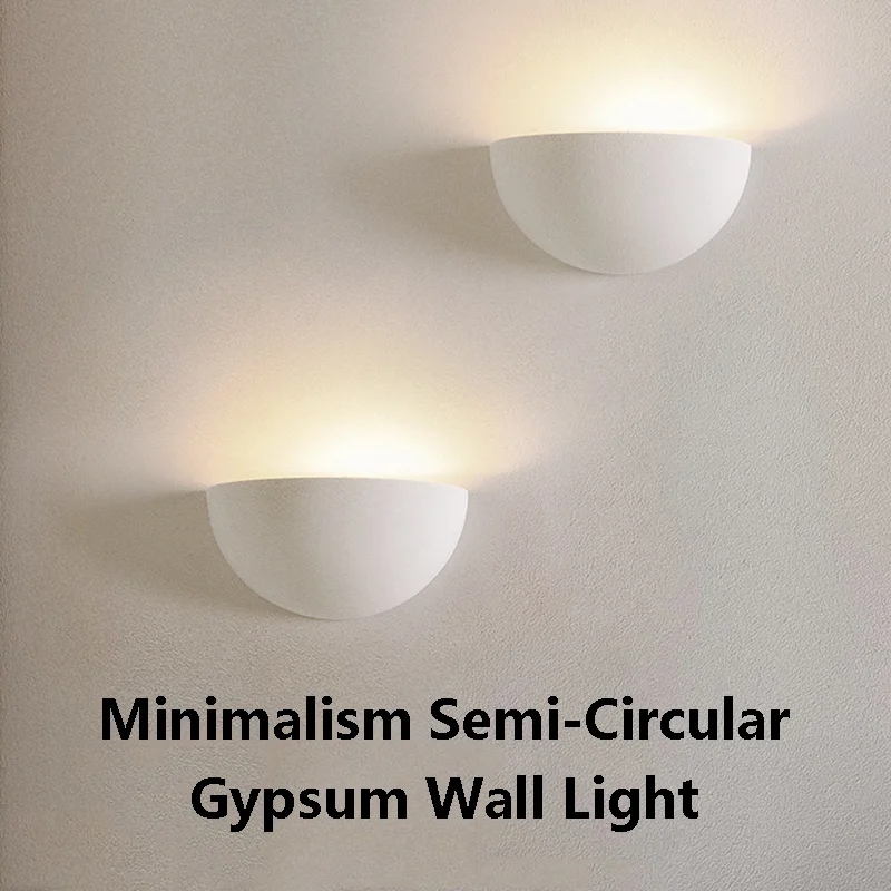 

Minimalism Semi-Circular Gypsum Wall Light Living Room Background Wall Decor Wall Lamp Bedroom Bedside Up Glowing Wall Sconce