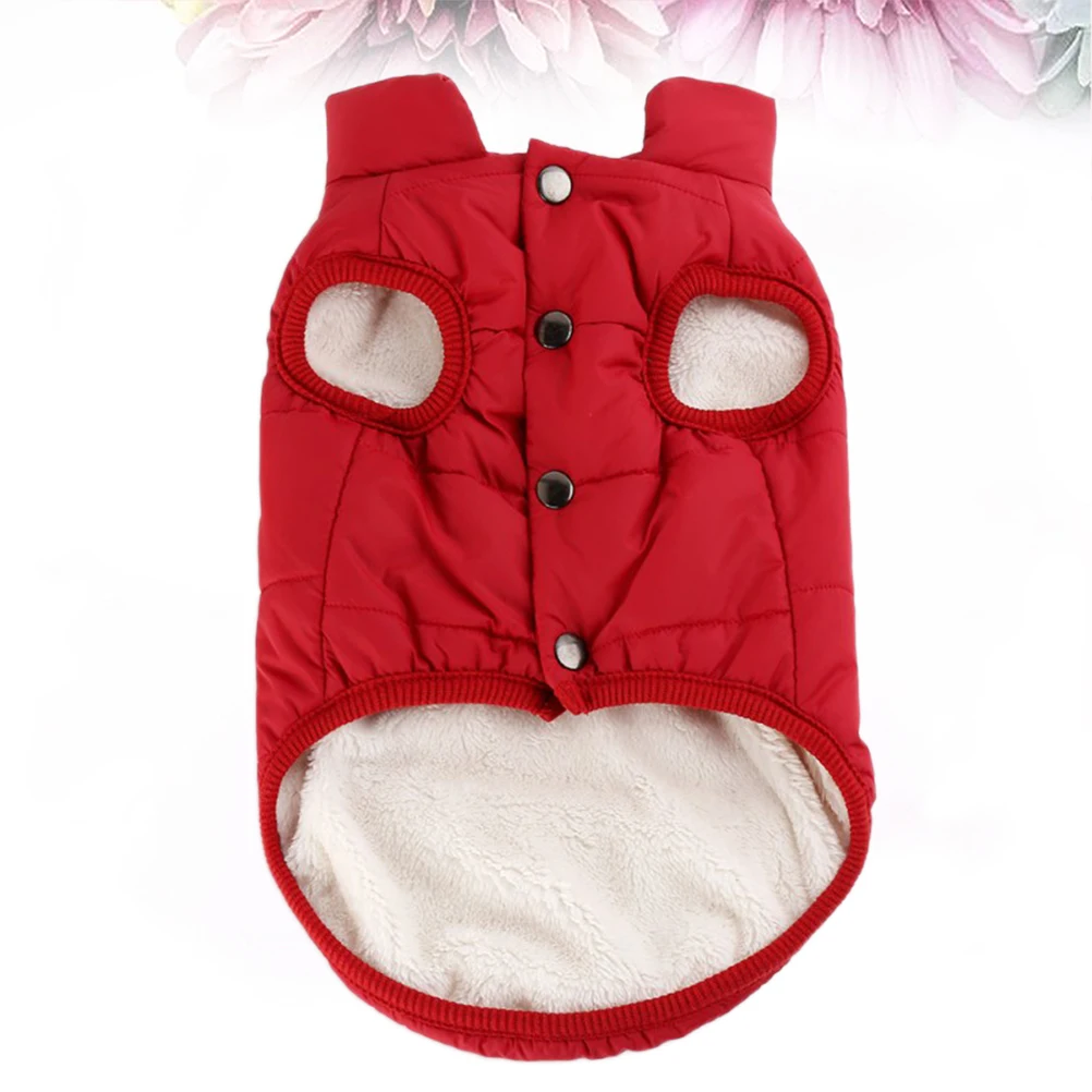 

Chic Red Puppy Winter Coat Lightweight Cotton Padded Dog Clothes Warm Small Pet Jacket For Cold Days S