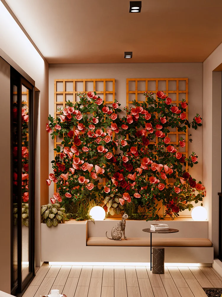 Balcony Terrace Wall Grid Climbing Vine Flower Frame Outdoor Courtyard Garden Fence Guardrail Fence Partition Can Be Customized