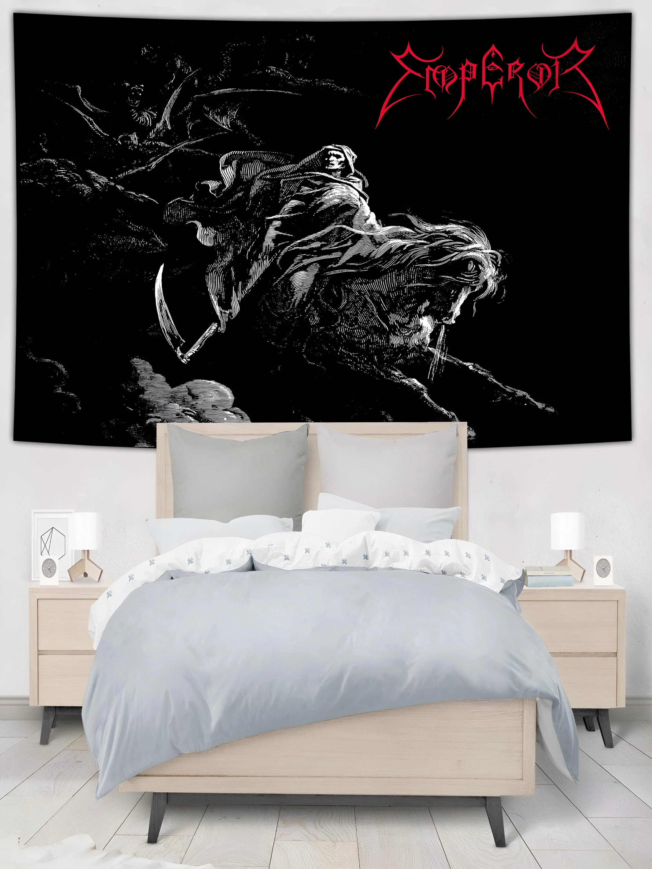 90X150CM 3X5Ft Black Metal Band Emperors  Flag Polyester Printing Black Metal Band Banner For Decor Tapestry