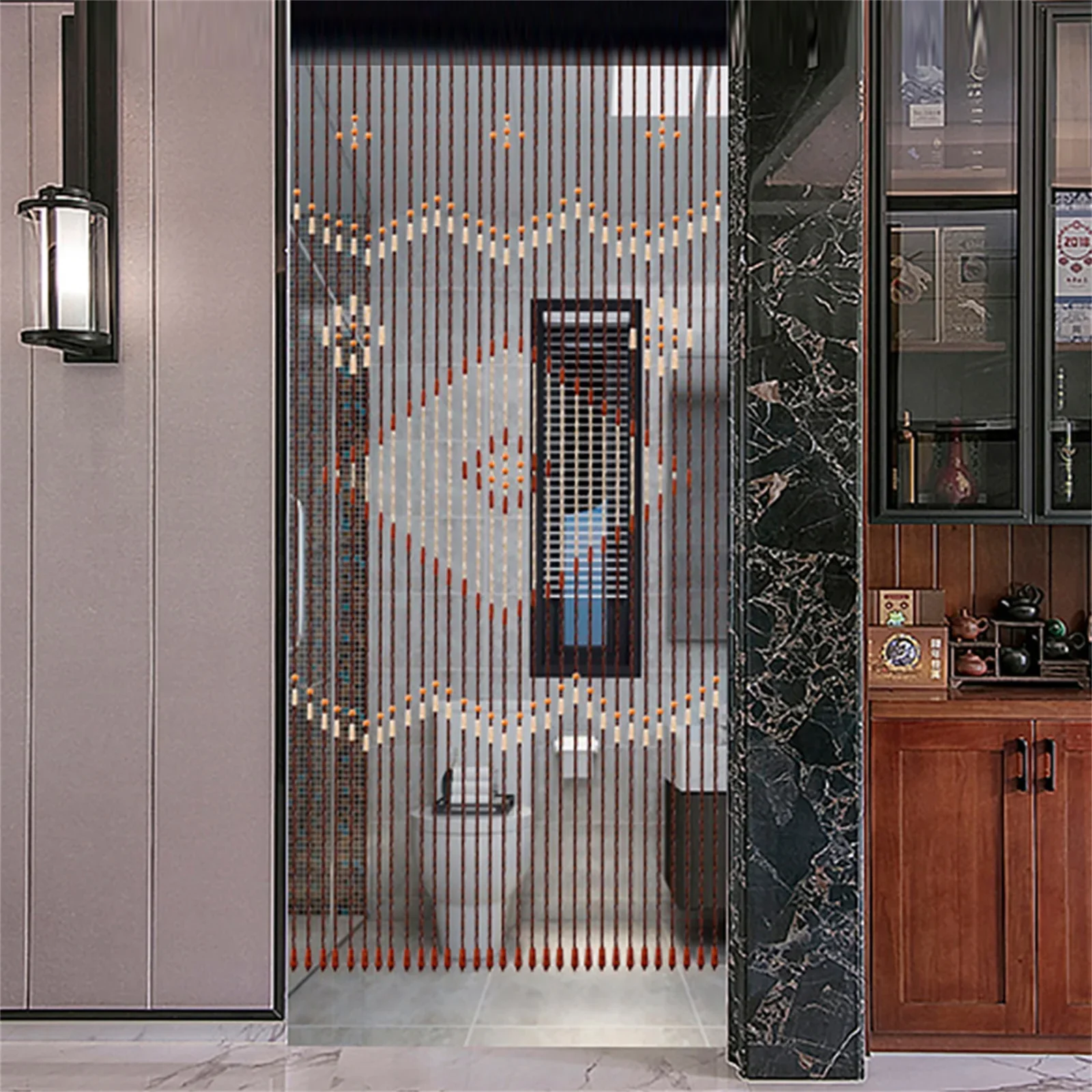 Handmade Beaded Curtain for Doorway - Bamboo Wooden Door Beads - Boho Rustic Home Store Decor, 35.5 x 81 Inches Chocolate Brown