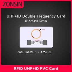 ZONSIN-tarjeta de Chip Dual pasiva, 5 piezas, UHF + ID, 915MHz, 125KHz, Frecuencia Dual, RFID, tarjetas UHF, Chip grabable 9662 + T5577