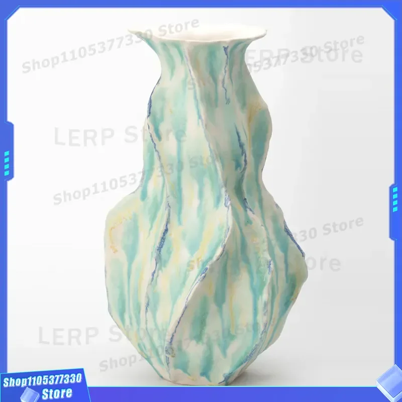 Retro Wabi Sabi Ceramic Vase Medieval Star Point Design Desktop Home Decor Soft Flower Arranger Advanced Ornament for Living