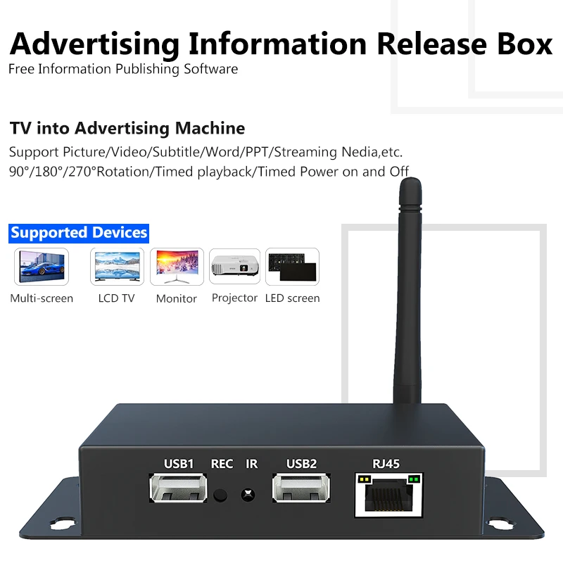 Caja de reproductor HD 4K, señalización Digital publicitaria, reproductor Multimedia inteligente Android, caja de reproducción de anuncios de Tv