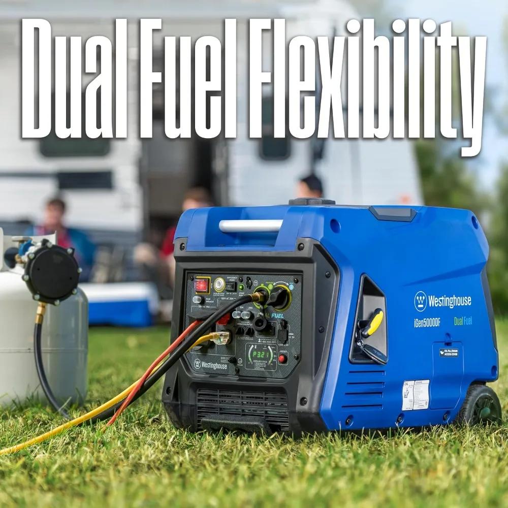 5000W Dual Fuel Portable Inverter Generator Electric Start RV Ready 30A