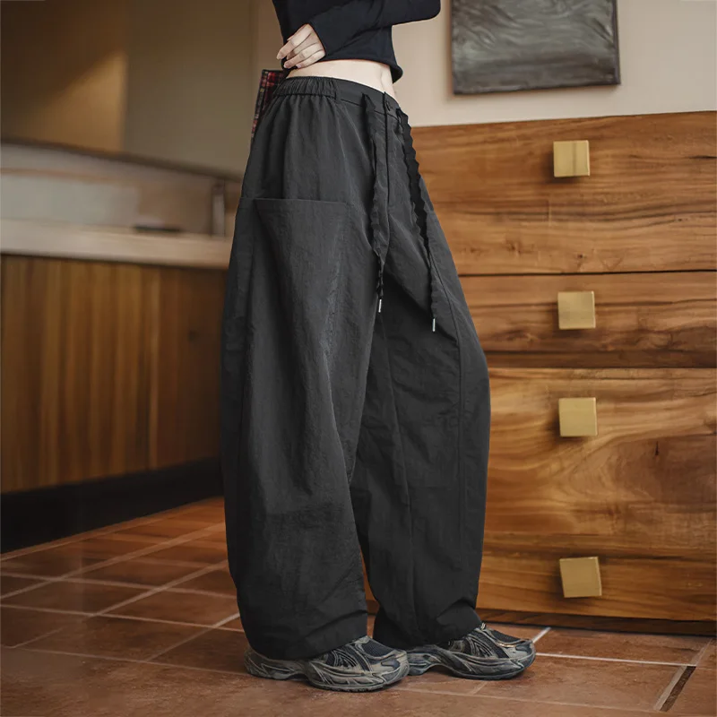 Maden женские повседневные универсальные черные широкие брюки весна-лето легкие брюки свободного покроя модная уличная одежда брюки палаццо