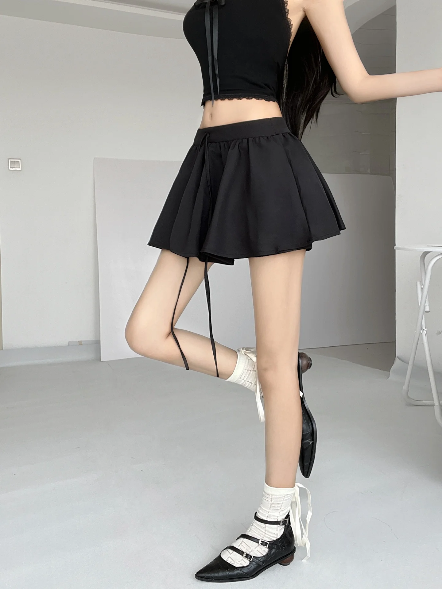 Pure Desire Casual High Waist ort Skirt Anti-Light Walking Fairy Skirt Spor Sle f-length Women's Summer New Arrival