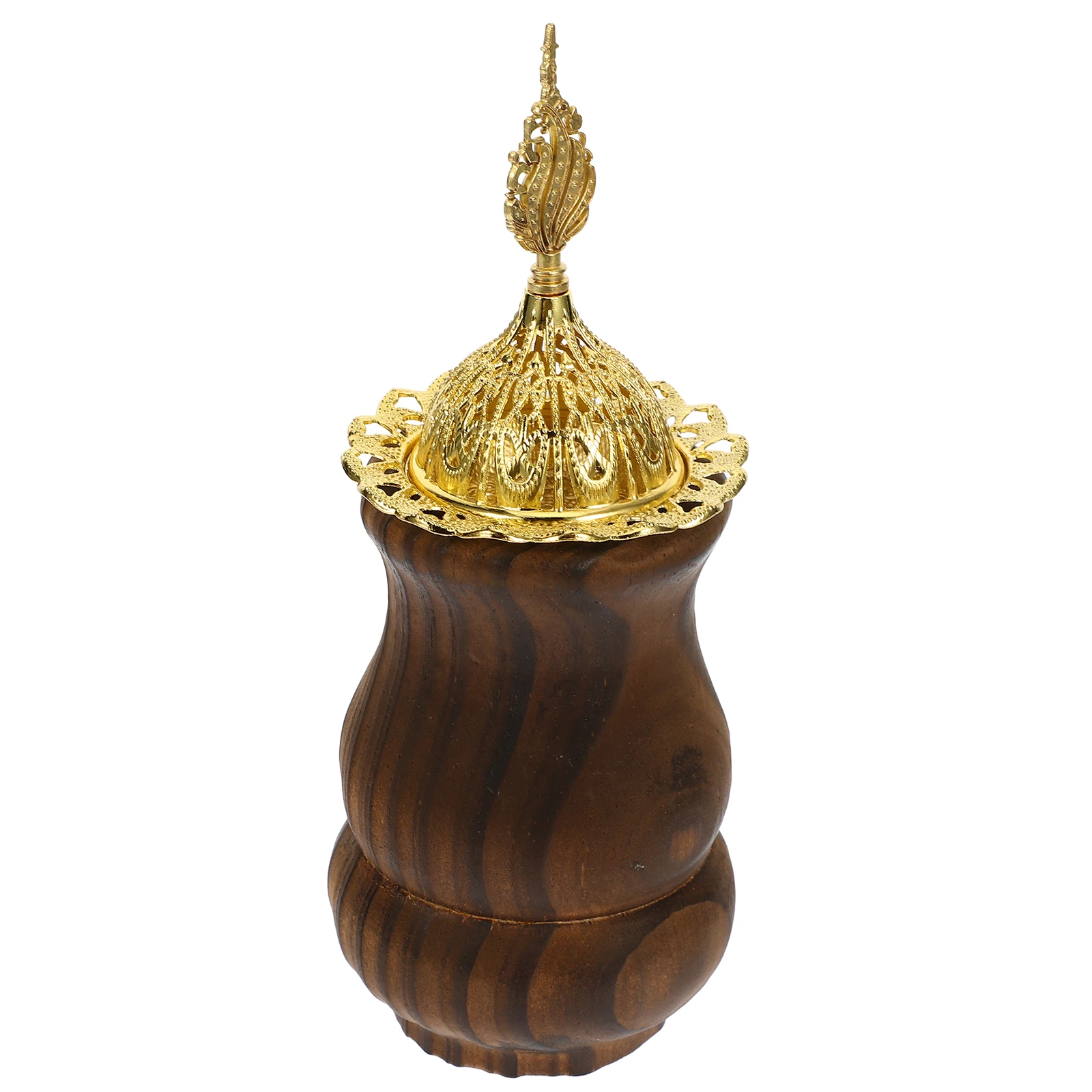 

Incense Burner Wood Grain Arabic Handheld Censer Aromatherapy Desktop Study Bedroom Yoga Sauna Essential Oil Diffuser Portable