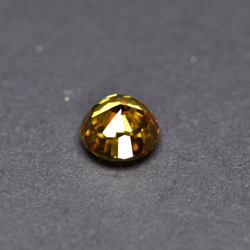 Synthetischer Edelstein Top Crushed Ice Cut Kubischer Zirkonia Runde Form Goldgelbe Farbe 4K Schliff 5A+ Qualität für Schmuckherstellung – Detail 2