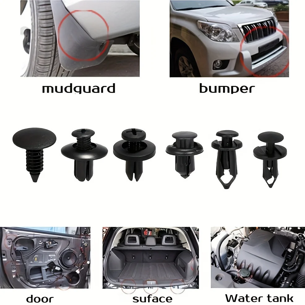 Complete 60/100/190-Pc Car Fastener Kit: Durable Plastic Clips for All Auto Body Needs—Easy Install, 6 Sizes