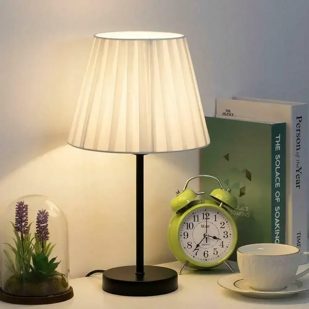 Set Of 2 Bedside Table Lamp For Living Room Desk Lamp With White Fabric Shade