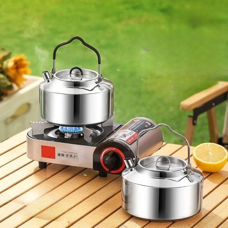 

304 Stainless Steel Kettle Portable Outdoor Kettle Camping Home Cookware Water Pot Universal Open Flame Induction Cooker