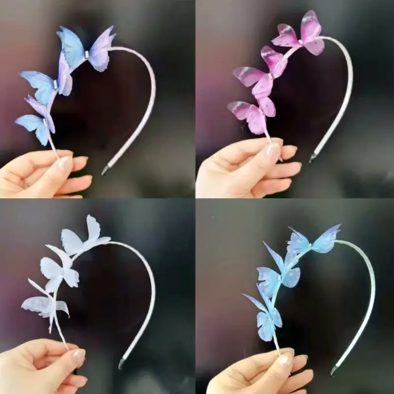 Children\'s Artificial Butterfly Headwear Headband Fabric Girls Cute Hairpin Primary School Students   Kids Hair Accessories