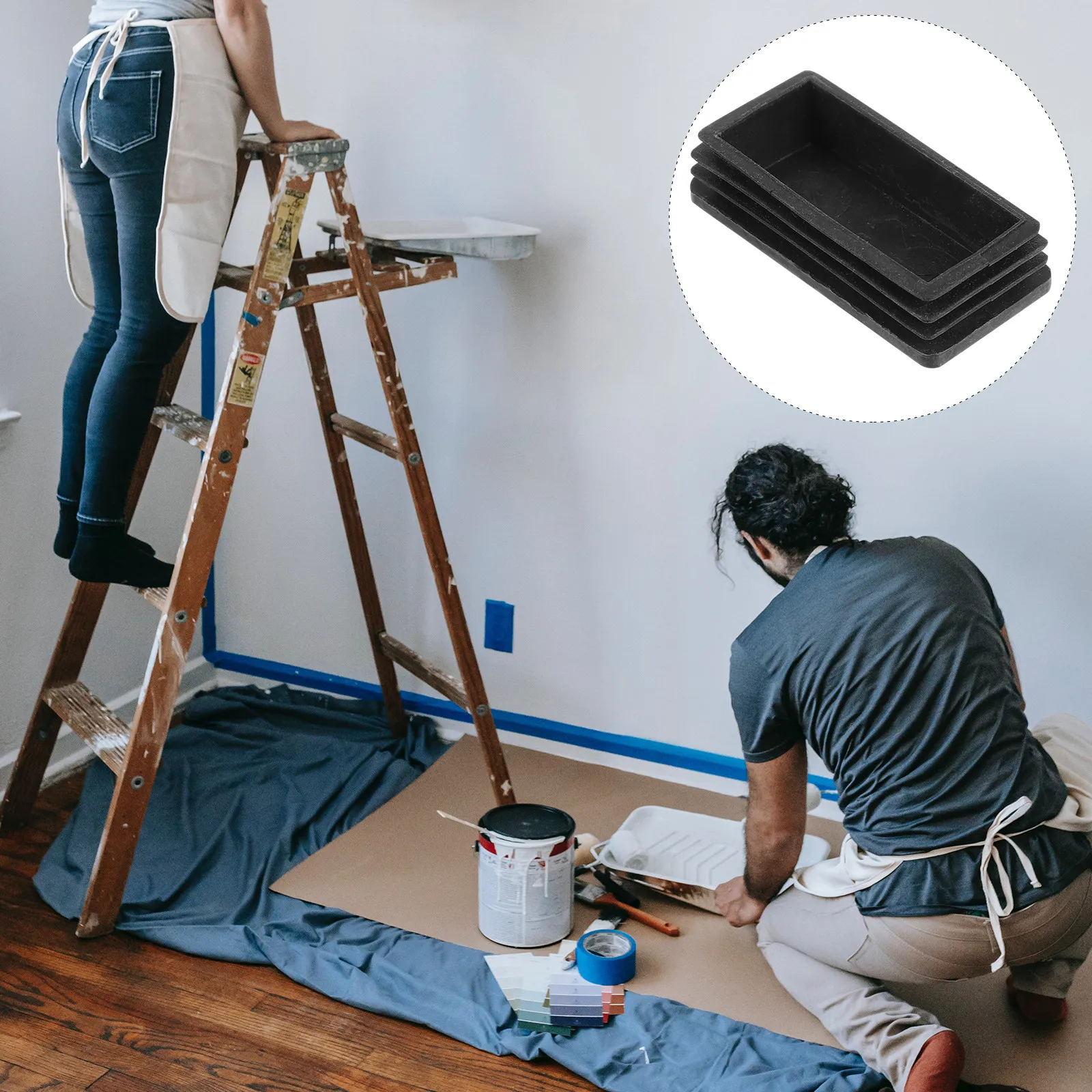 2Pcs Non-Slip Rubber Ladder Foot Mats – Industrial-Grade Protector for Floor Damage Prevention & Stability