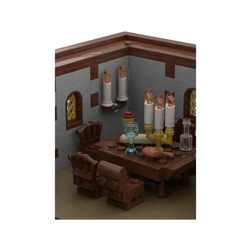 중세 성 모델 Moc 빌딩 블록 중세 호텔 기술 벽돌 DIY 조립 건설 장난감 휴일 생일 선물