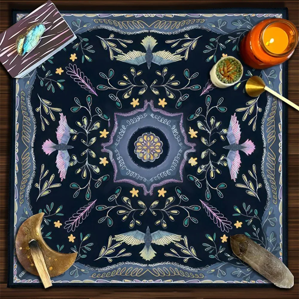 Birds Tarot Spread Cloth Spread Cloth Witchcraft Plant Flower Divination Altar Cover Board Game Card Pad Decor Ritual Cloth